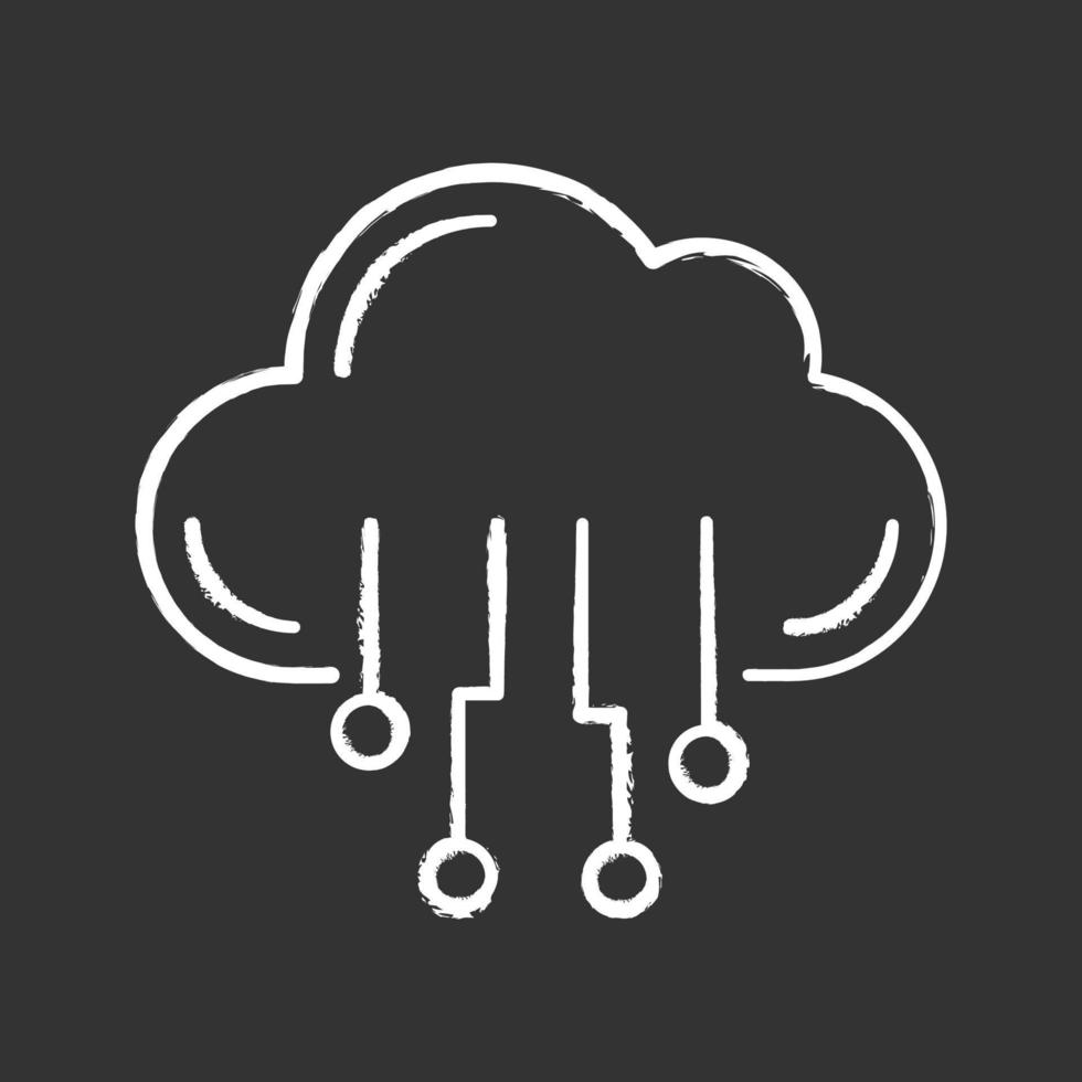 icona del gesso di cloud computing. nuvola di dati. rete cloud. grandi dati. Banca dati. intelligenza artificiale. illustrazione vettoriale isolata