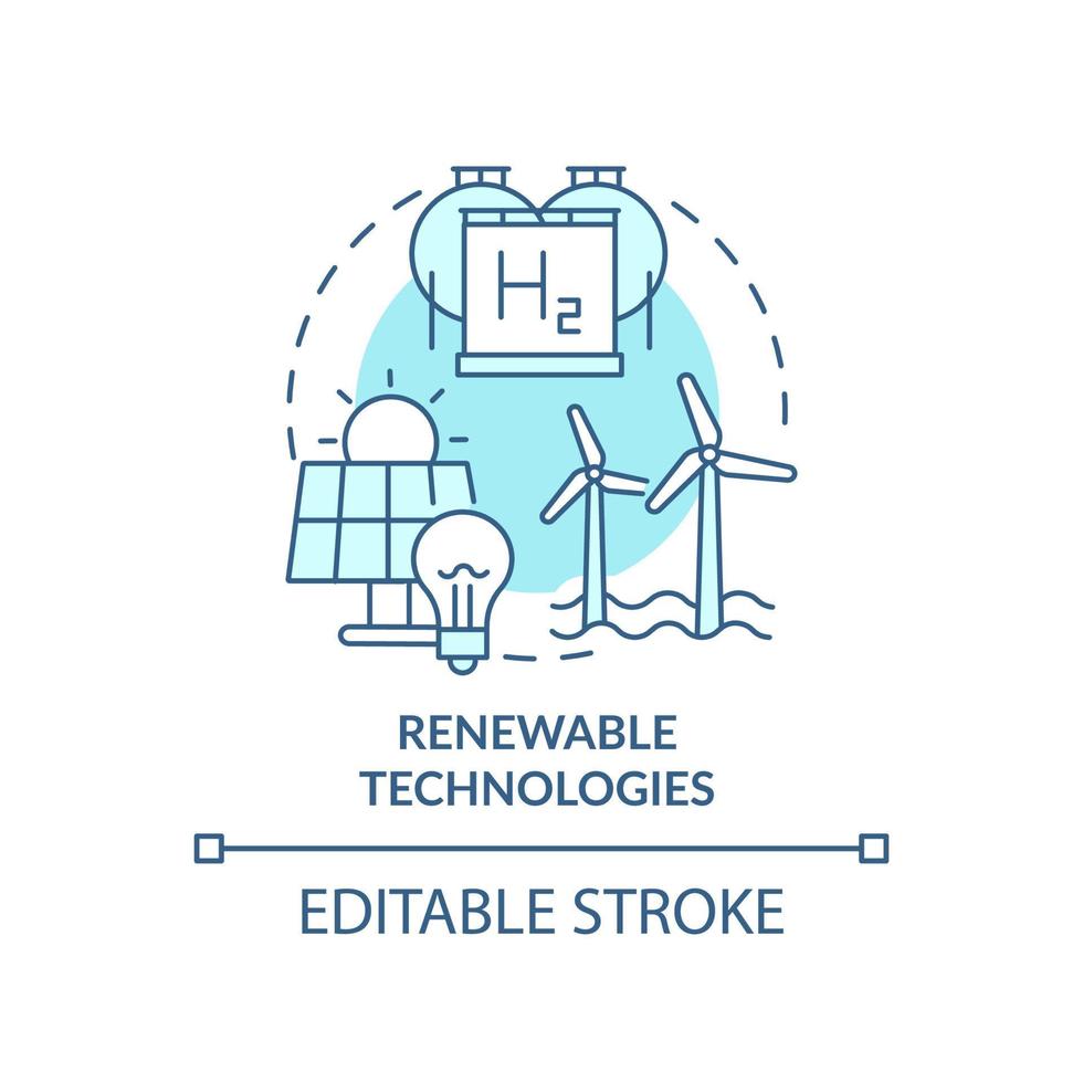 tecnologie rinnovabili icona del concetto turchese. efficiente pianificazione energetica astratta idea linea sottile illustrazione. disegno di contorno isolato. tratto modificabile. vettore