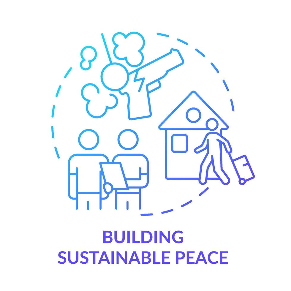 costruzione di un'icona del concetto di gradiente blu pace sostenibile. illustrazione al tratto sottile dell'idea astratta di recupero post-conflitto. prevenzione della violenza. disegno di contorno isolato. vettore