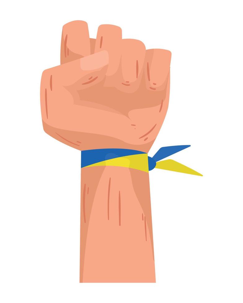 pugno con braccialetto bandiera ucraina vettore