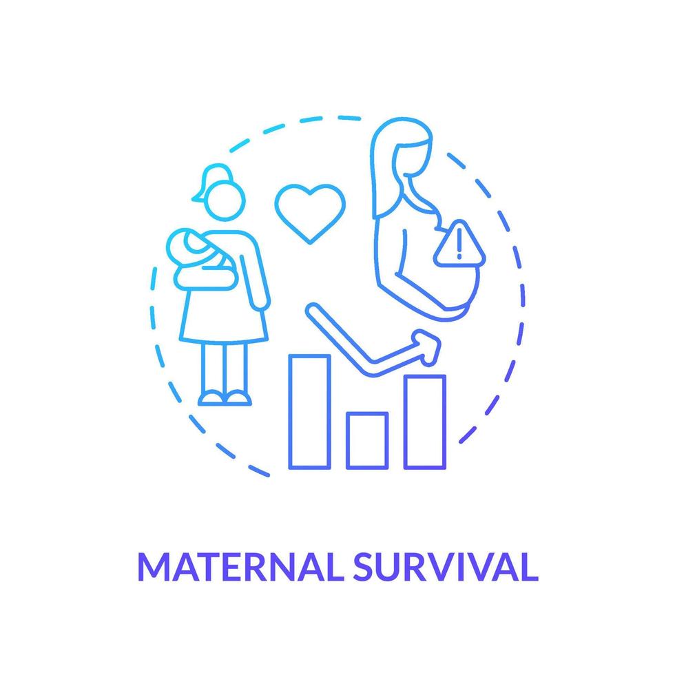 icona del concetto di gradiente blu di sopravvivenza materna. misura dello sviluppo umano. progresso sociale idea astratta linea sottile illustrazione. disegno di contorno isolato. vettore
