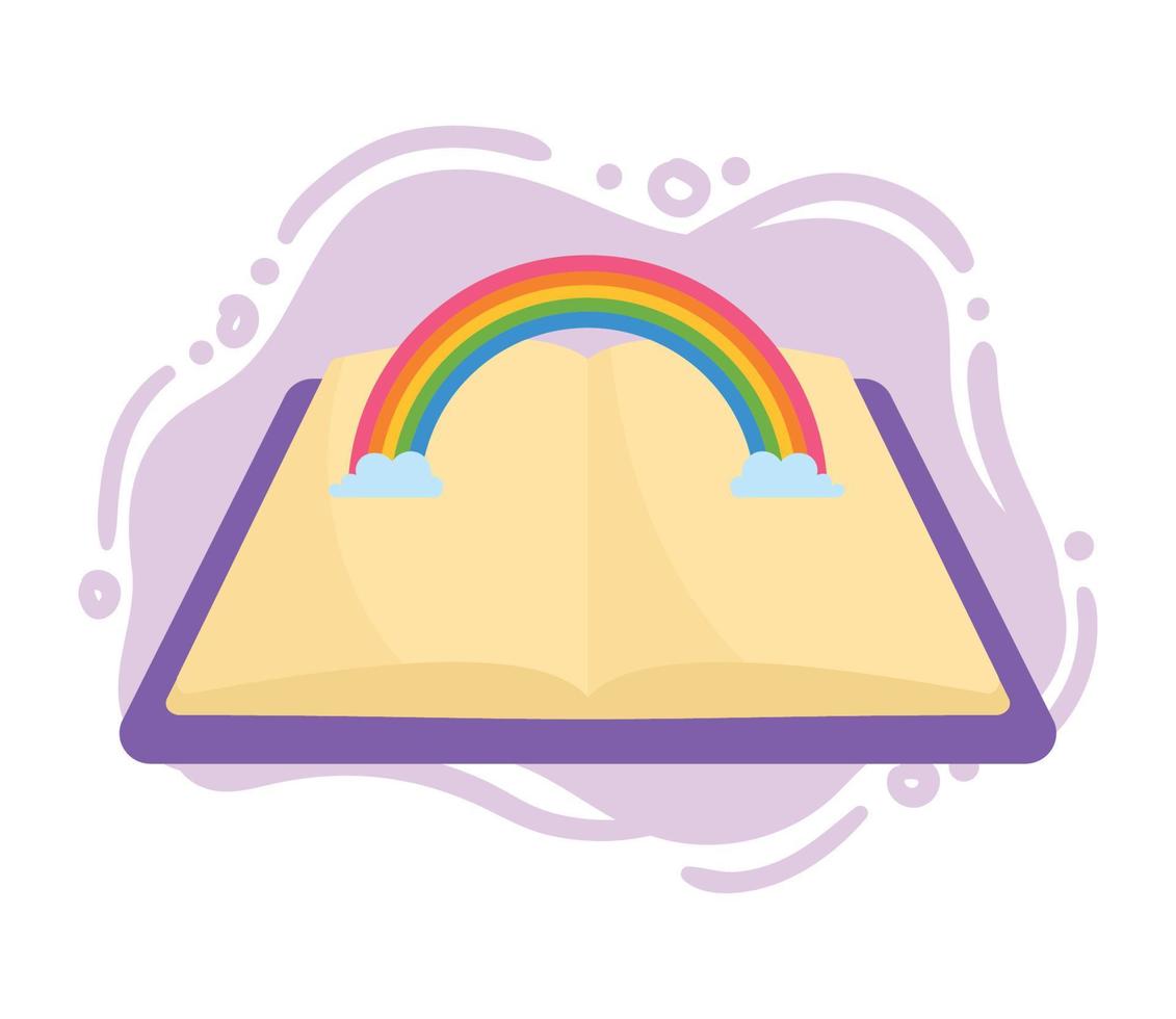 libro aperto con arcobaleno vettore