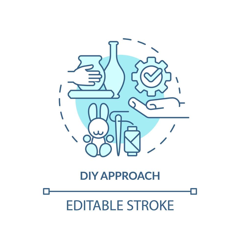 icona del concetto turchese approccio fai da te. hobby fai da te. illustrazione della linea sottile dell'idea astratta di tendenza del comportamento del cliente. disegno di contorno isolato. tratto modificabile. vettore