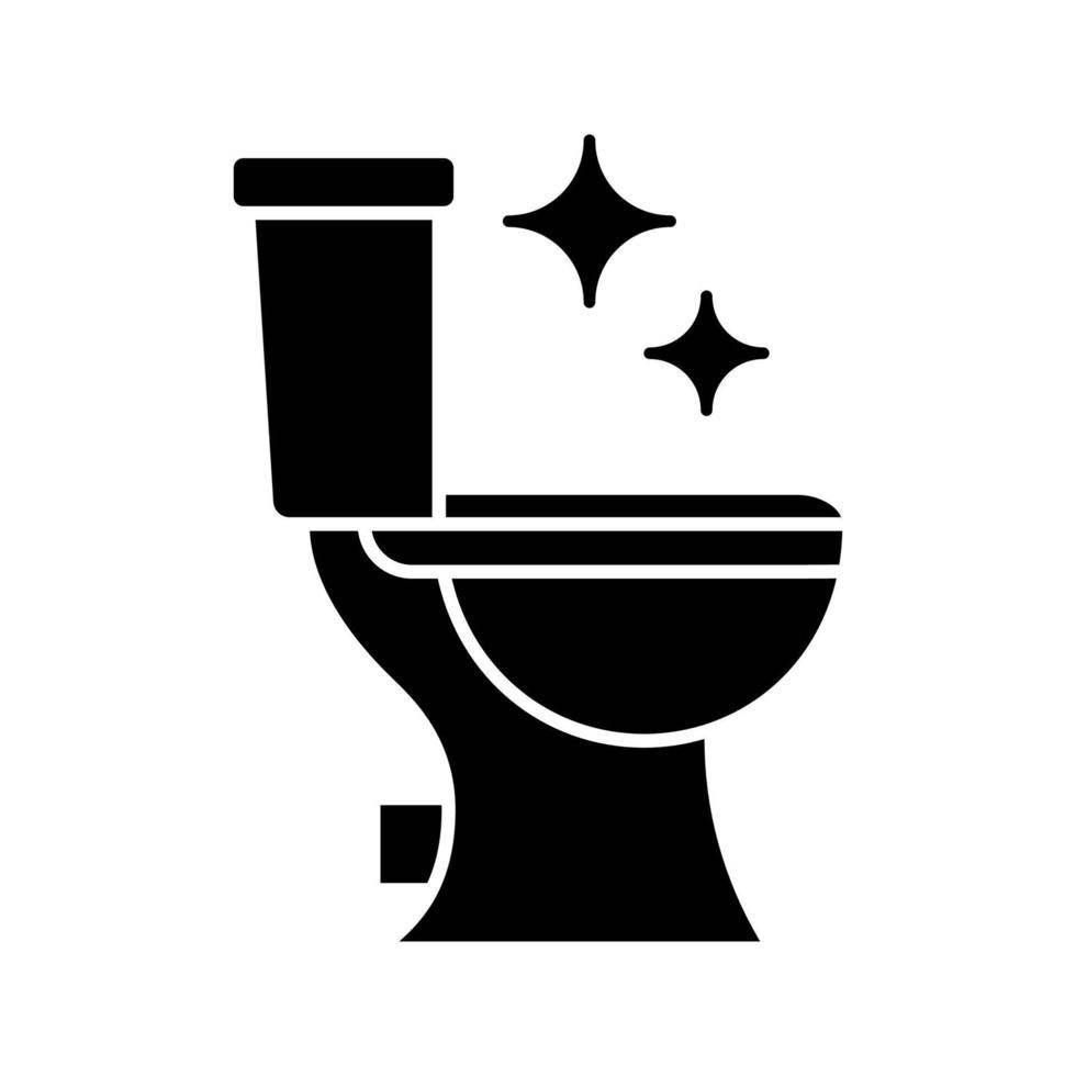 icona del glifo per la pulizia della toilette. simbolo della sagoma. pulizia del bagno. spazio negativo. illustrazione vettoriale isolato