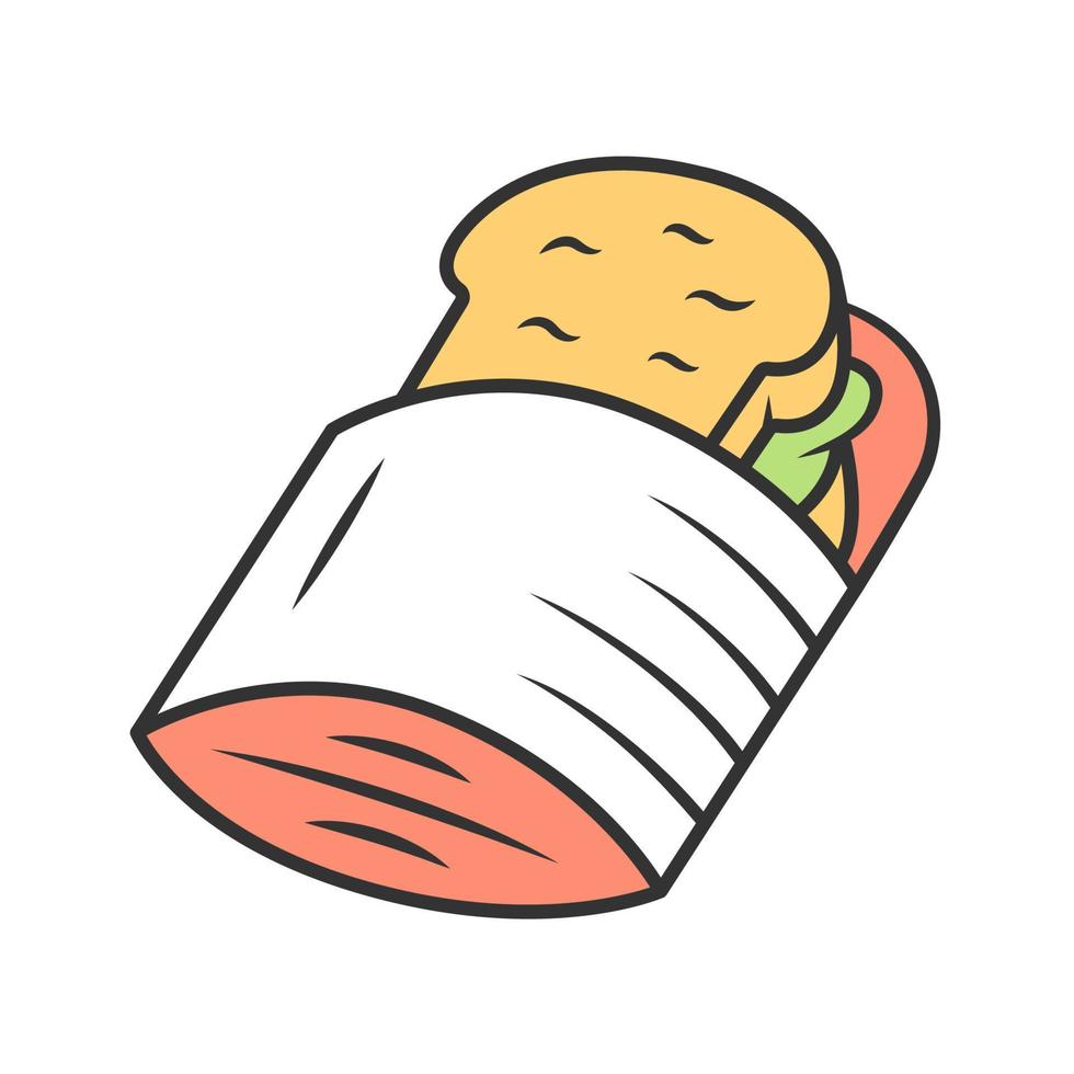 icona del colore della borsa sandwich riutilizzabile. Pranzo al sacco in carta riciclabile per hamburger a zero sprechi. contenitore per snack ecologico. illustrazione vettoriale isolato..