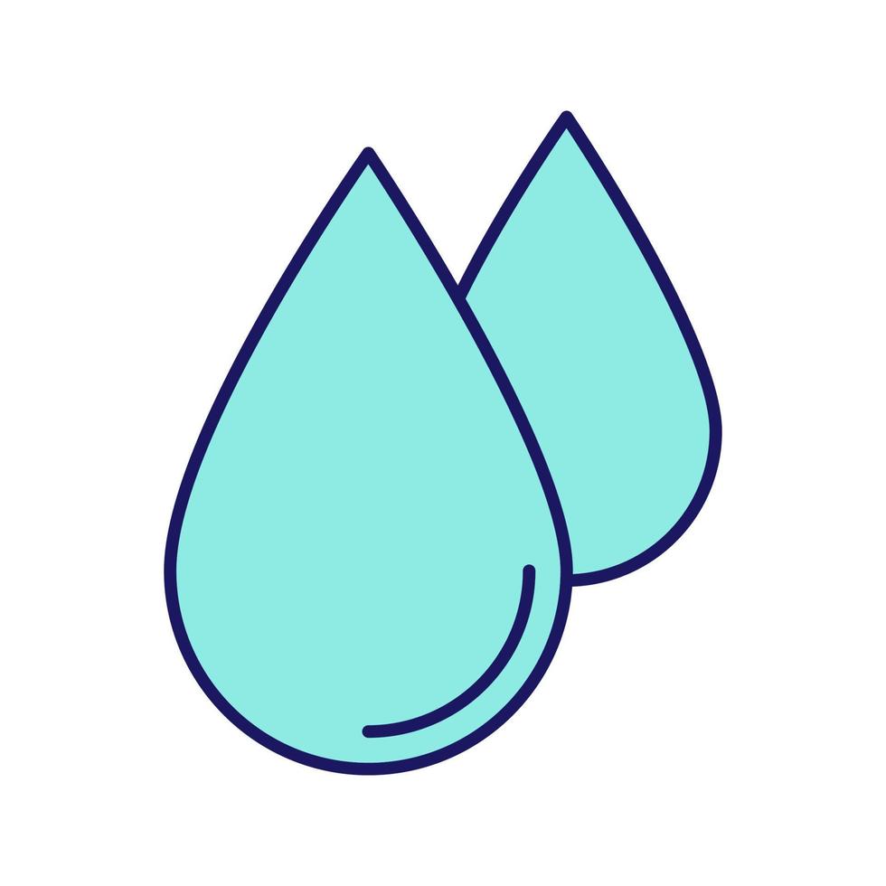 icona del colore delle gocce d'acqua. liquido. goccia di pioggia. illustrazione vettoriale isolata