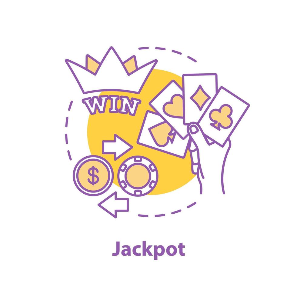 icona del concetto di jackpot. illustrazione al tratto sottile dell'idea di gioco d'azzardo. buona fortuna. casinò. disegno di contorno isolato vettoriale