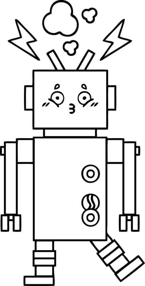 robot dei cartoni animati di disegno a tratteggio vettore