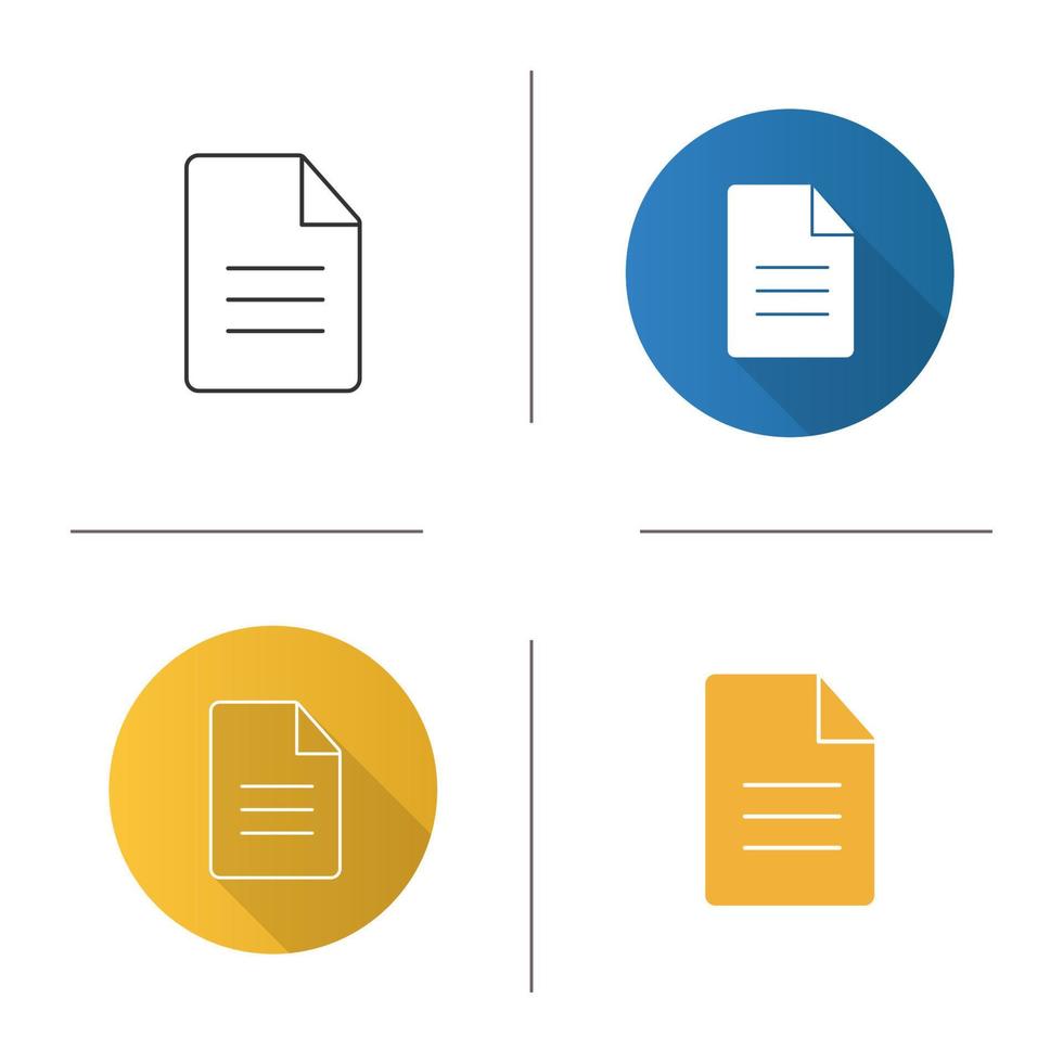 icona del file. descrizione. Nota. documento digitale. informazioni design piatto, stili lineari e di colore. illustrazioni vettoriali isolate