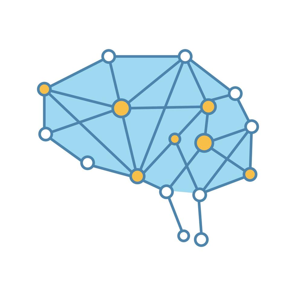 icona del colore dell'intelligenza artificiale. rete neurale. neurotecnologia. cervello digitale. intelligenza artificiale. illustrazione vettoriale isolata