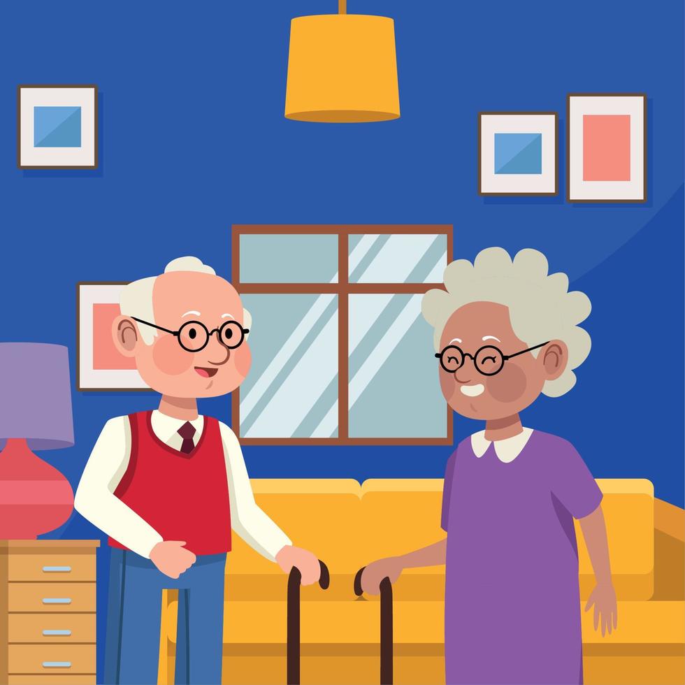 coppia di nonni in soggiorno vettore
