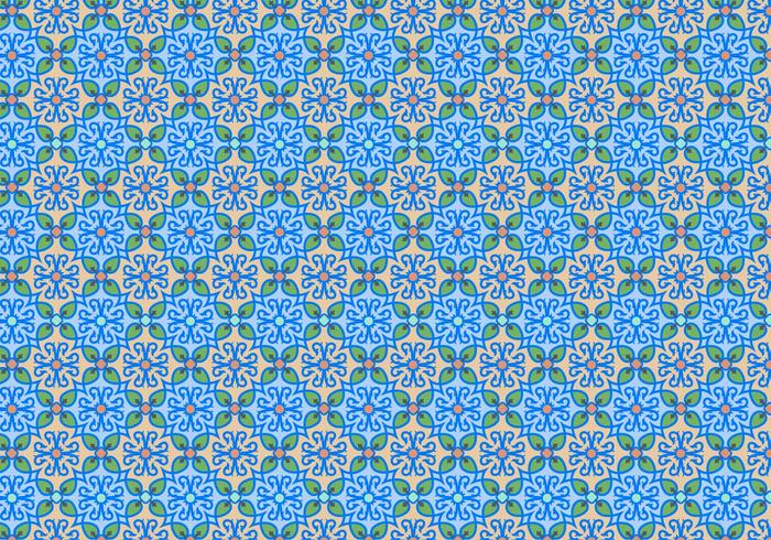 Motivo a mosaico floreale blu vettore