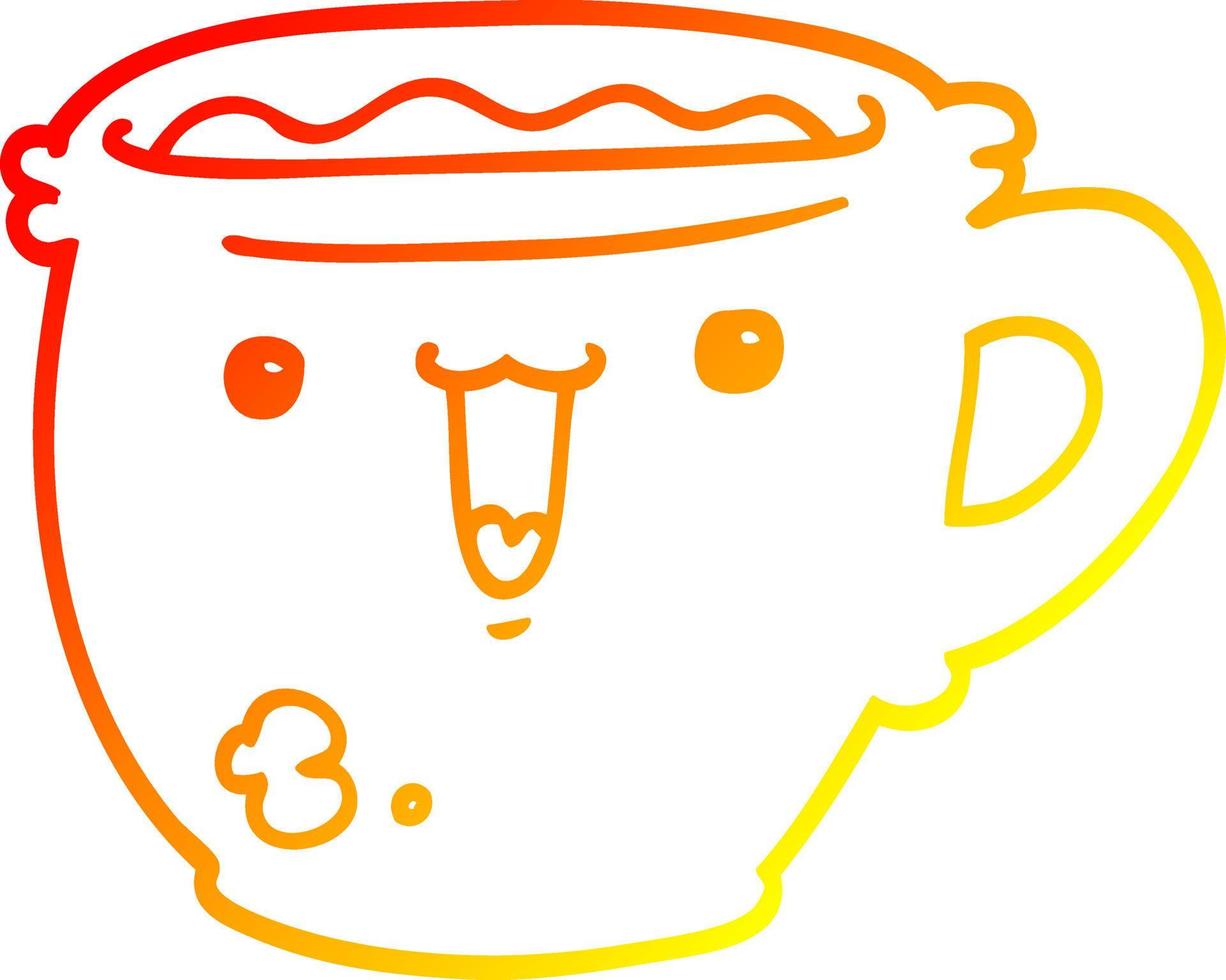 caldo gradiente di disegno tazza di caffè simpatico cartone animato vettore