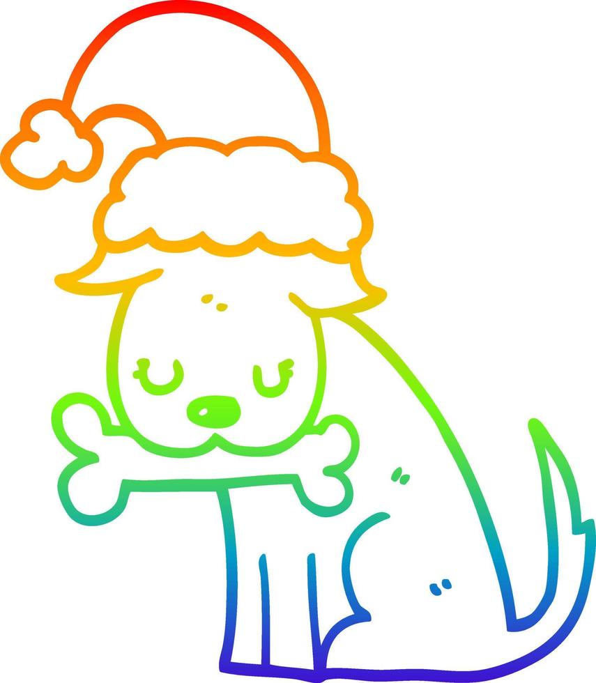 arcobaleno gradiente linea disegno simpatico cane di natale vettore