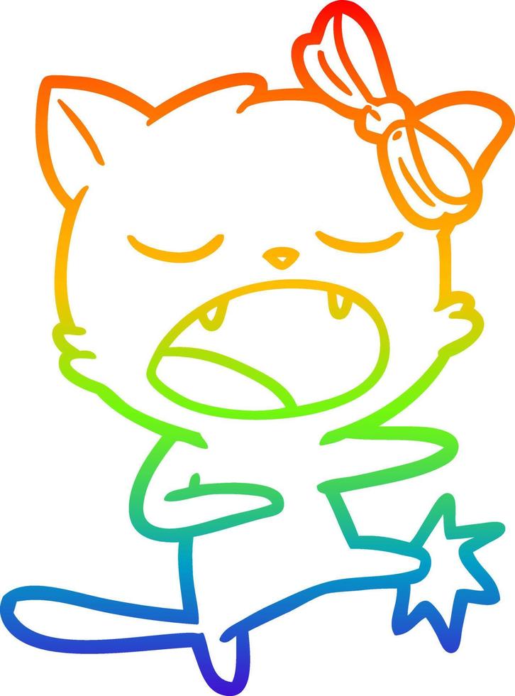 arcobaleno gradiente di disegno del fumetto che dà dei calci al gatto vettore