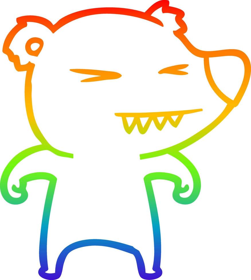 arcobaleno gradiente di disegno cartone animato orso arrabbiato vettore