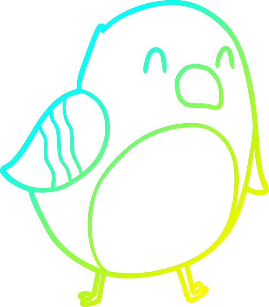 uccello del fumetto di disegno a tratteggio a gradiente freddo vettore