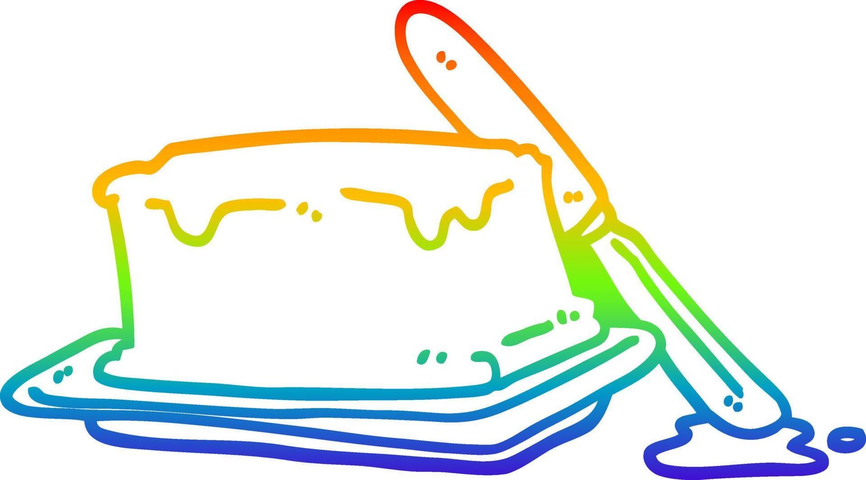 arcobaleno gradiente disegno cartone animato burro e coltello vettore