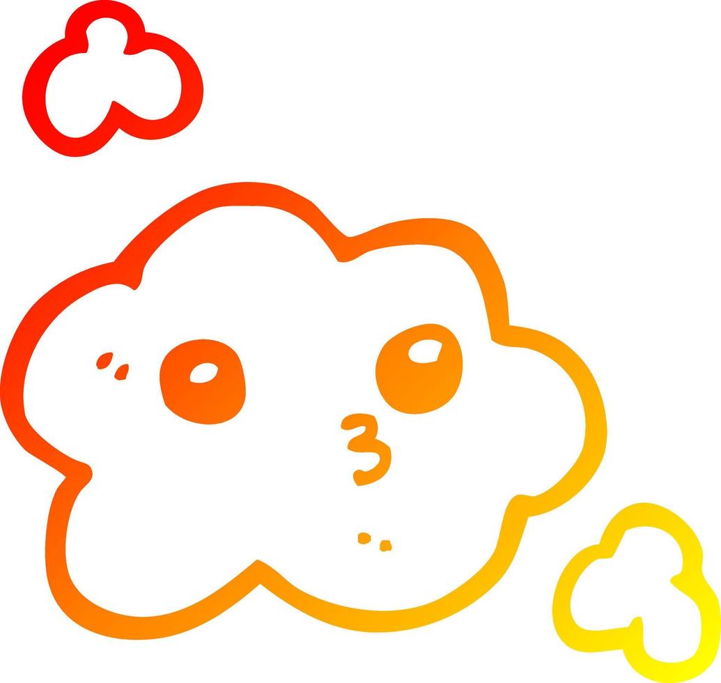caldo gradiente di disegno nuvola simpatico cartone animato vettore