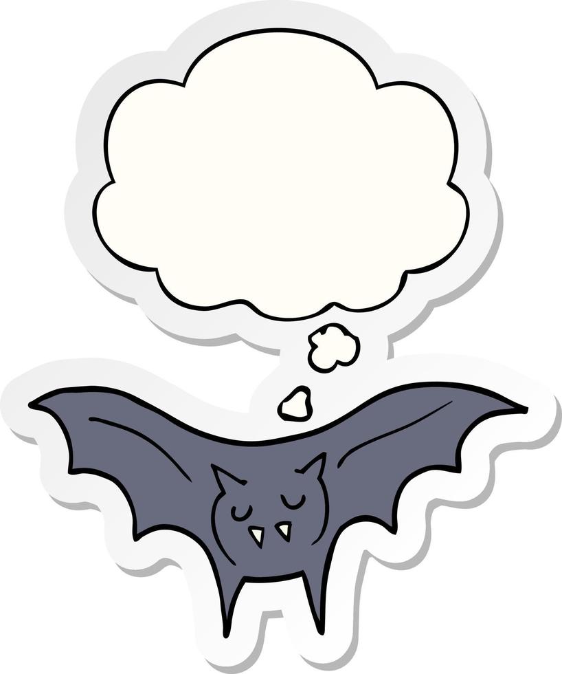 pipistrello vampiro cartone animato e bolla di pensiero come adesivo stampato vettore
