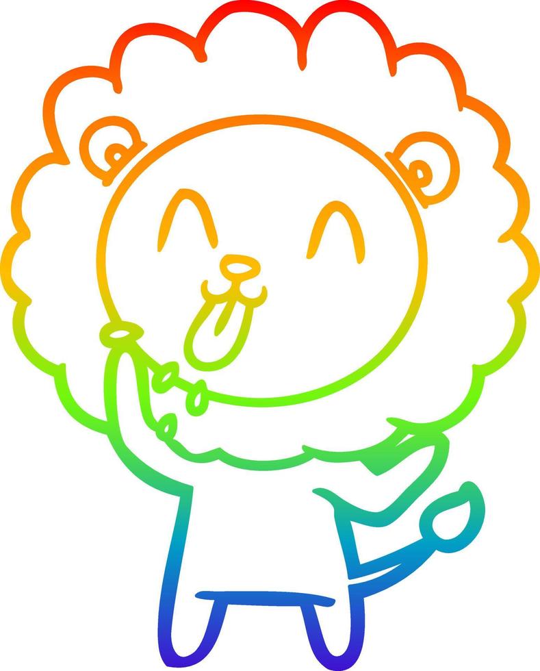arcobaleno gradiente di disegno leone cartone animato felice vettore