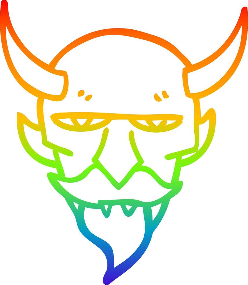 arcobaleno gradiente linea disegno cartone animato faccia del diavolo vettore