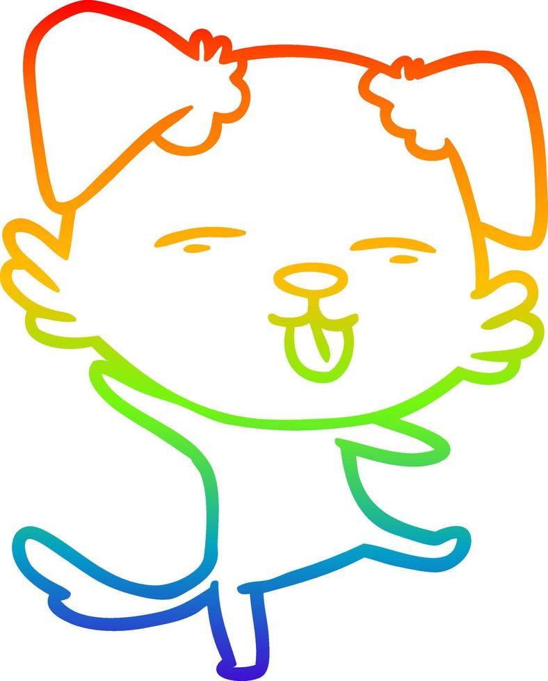 arcobaleno gradiente linea disegno cartone animato cane da ballo vettore