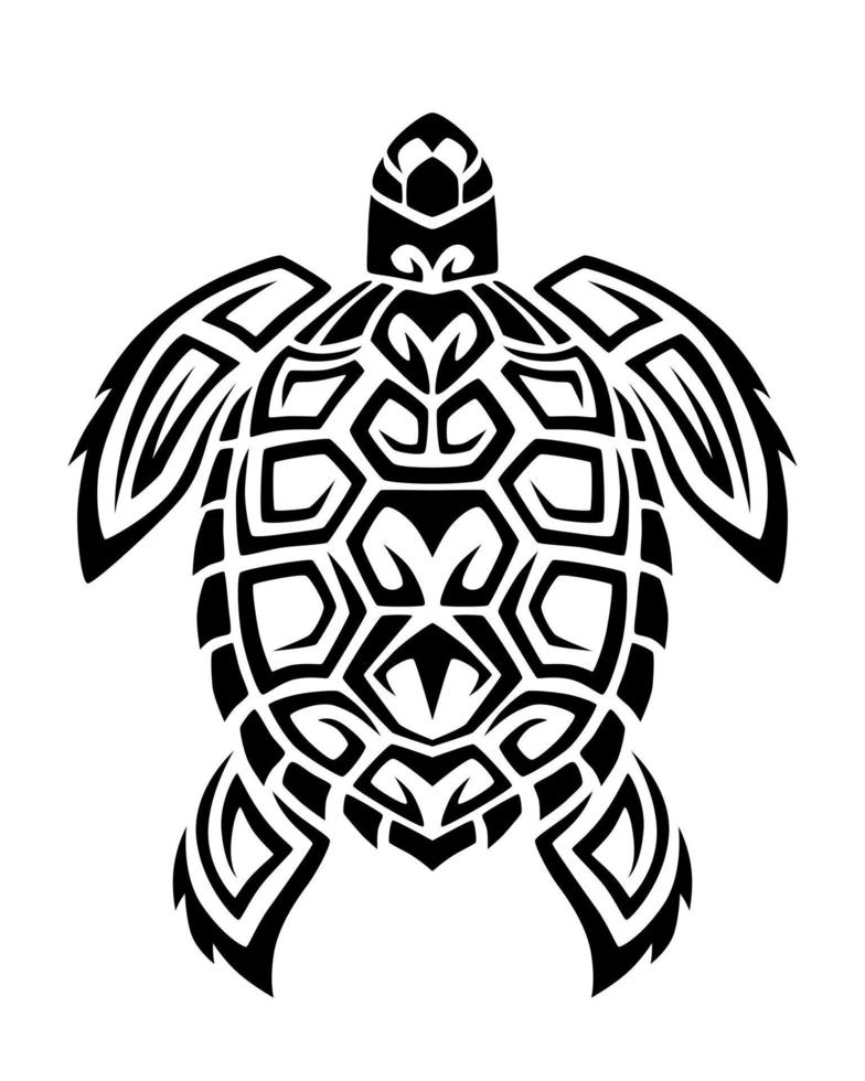 tartaruga marina in stile tribale tatuaggio maori. schizzo o logo in bianco e nero. vettore