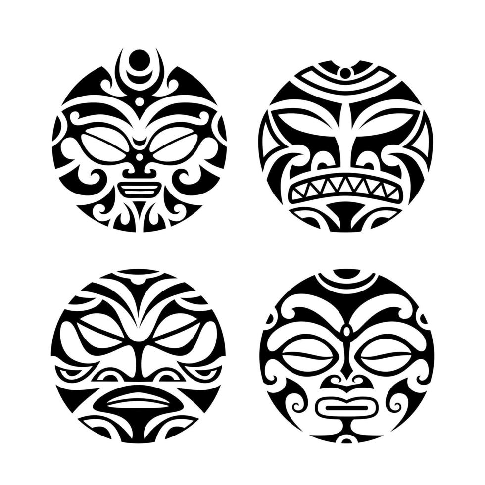 set di ornamenti rotondi del tatuaggio maori. stile africano, maya, azteco, etnico, tribale. vettore