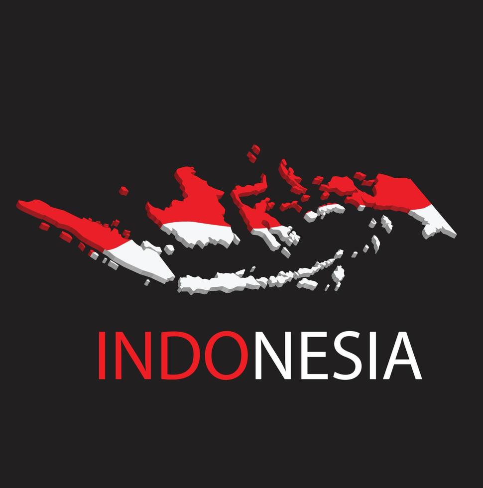mappa isometrica dell'indonesia con disegno di illustrazione vettoriale di sfondo nero.
