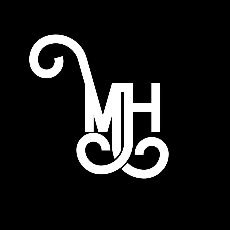 design del logo della lettera m. lettere iniziali mh logo icona. modello di progettazione logo minimal lettera astratta mh. mh lettera disegno vettoriale con colori neri. mh logo