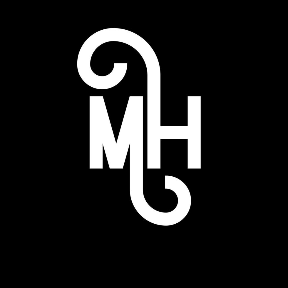 design del logo della lettera m. lettere iniziali mh logo icona. modello di progettazione logo minimal lettera astratta mh. mh lettera disegno vettoriale con colori neri. mh logo