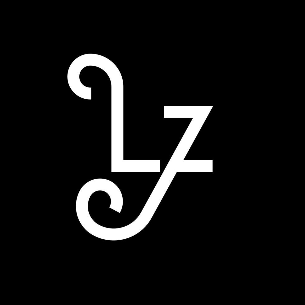 lz lettera logo design. lettere iniziali lz icona del logo. modello di progettazione logo minimal lettera astratta lz. lz lettera disegno vettoriale con colori neri. logo lz