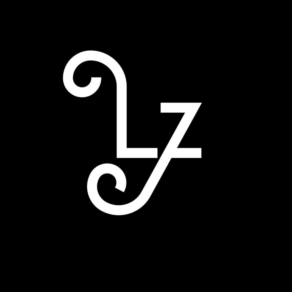 lz lettera logo design. lettere iniziali lz icona del logo. modello di progettazione logo minimal lettera astratta lz. lz lettera disegno vettoriale con colori neri. logo lz