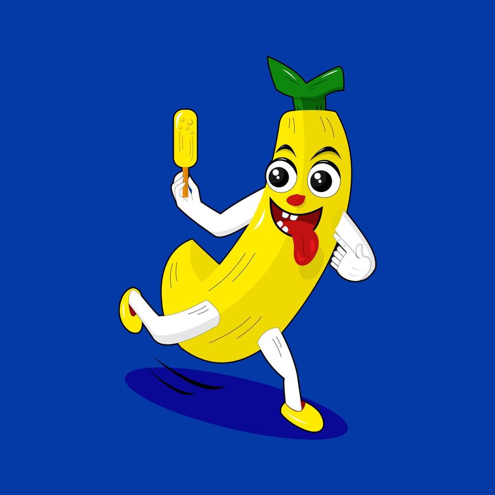 simpatico personaggio icona banana, adatto per serigrafia vestiti, poster, libri per bambini e così via vettore