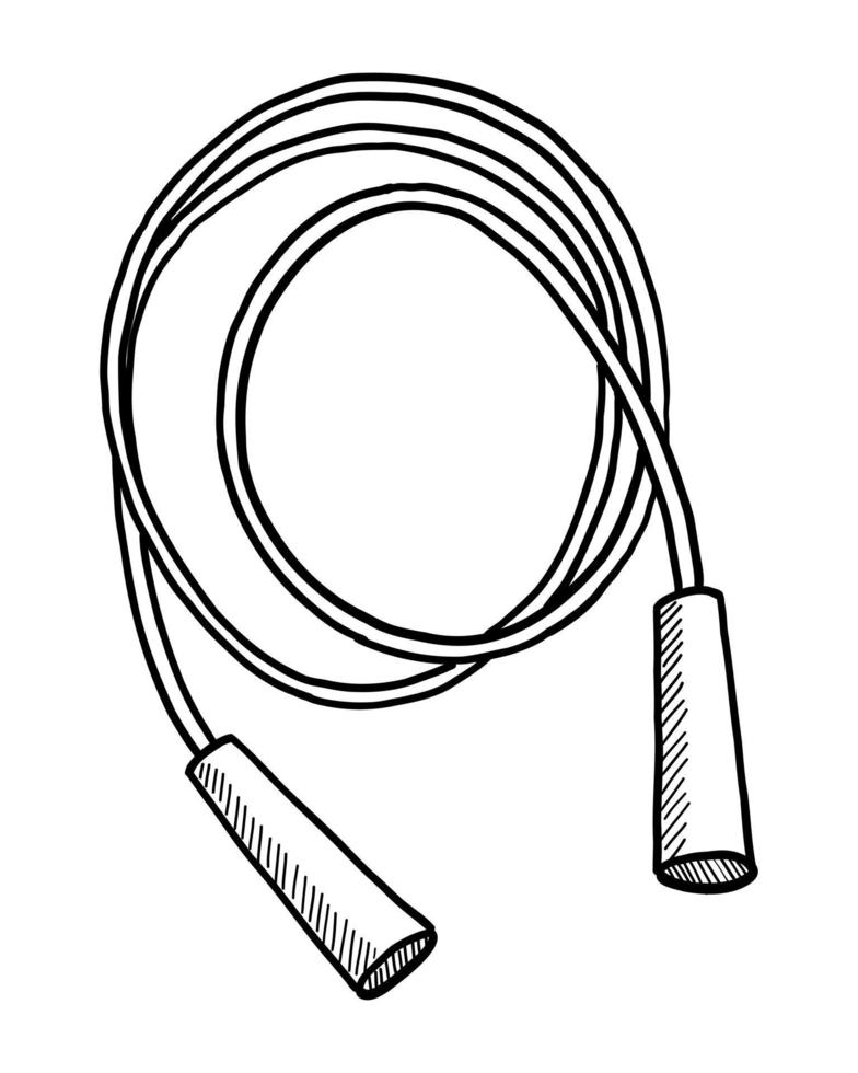 illustrazione vettoriale di una corda per saltare isolata su uno sfondo bianco. scarabocchio disegnando a mano
