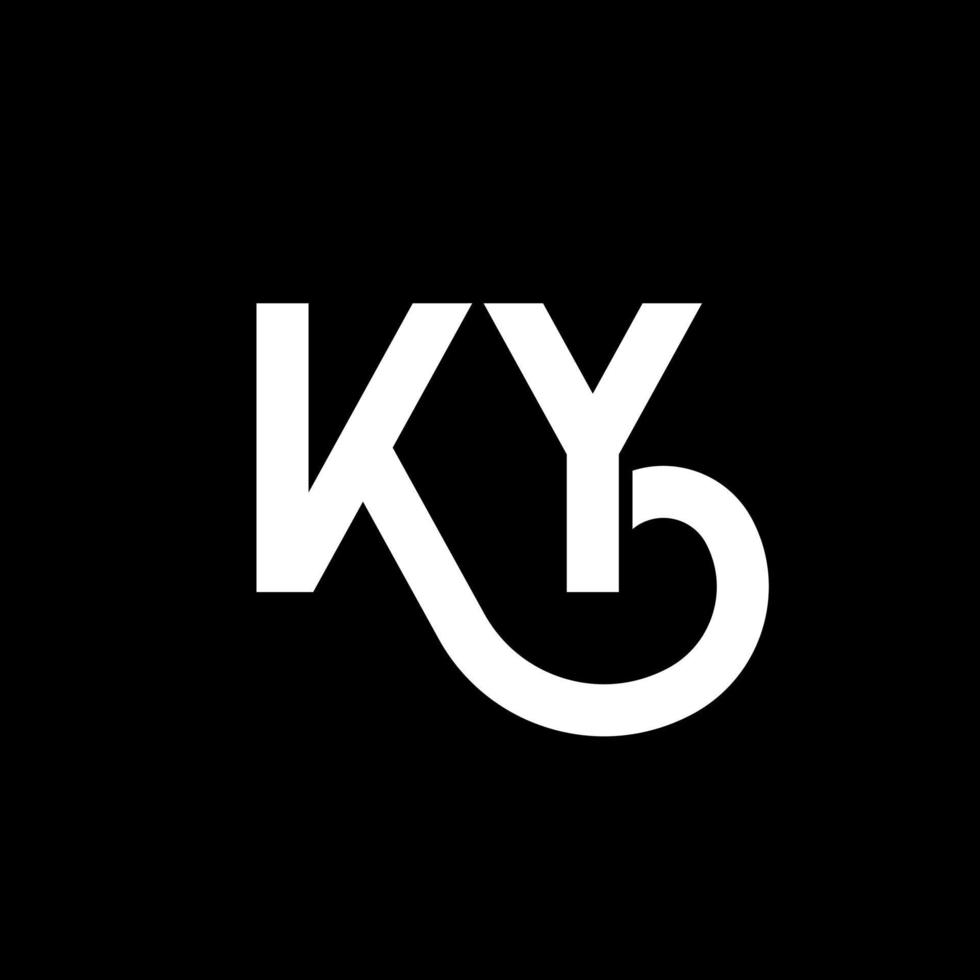 ky lettera logo design su sfondo nero. ky creative iniziali lettera logo concept. disegno della lettera ky. ky bianco lettera design su sfondo nero. ky, ky logo vettore