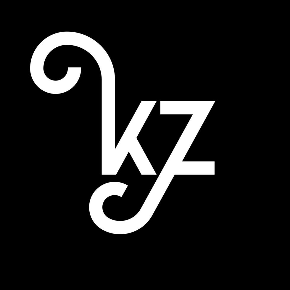 design del logo della lettera kz. lettere iniziali kz logo icona. modello di progettazione logo minimal lettera astratta kz. kz lettera disegno vettoriale con colori neri. logo kz