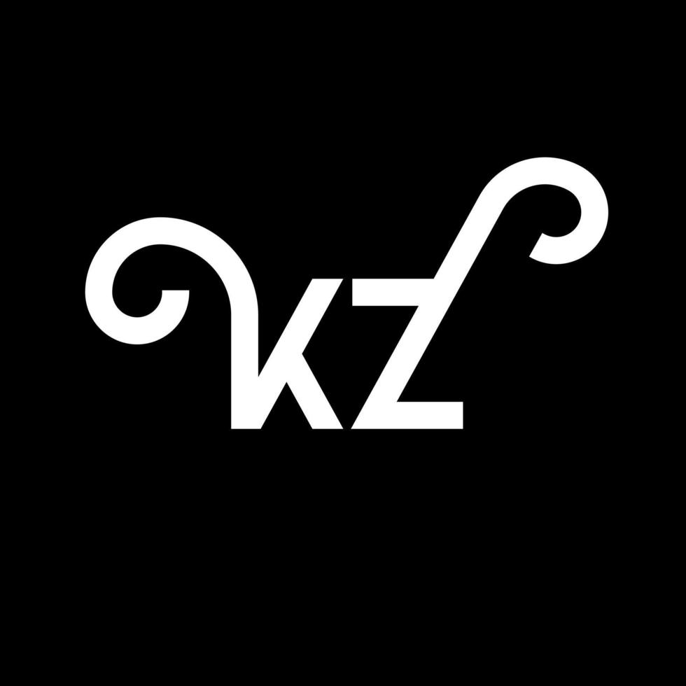 design del logo della lettera kz. lettere iniziali kz logo icona. modello di progettazione logo minimal lettera astratta kz. kz lettera disegno vettoriale con colori neri. logo kz