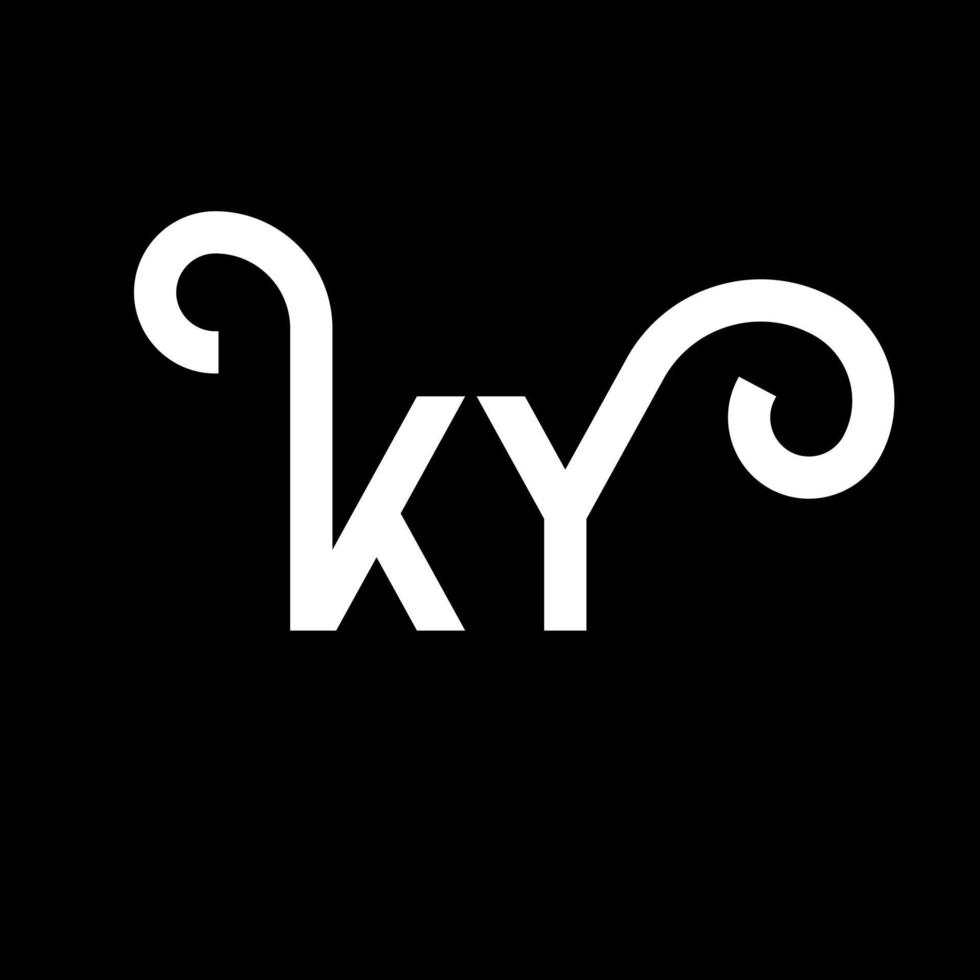 ky lettera logo design su sfondo nero. ky creative iniziali lettera logo concept. disegno della lettera ky. ky bianco lettera design su sfondo nero. ky, ky logo vettore