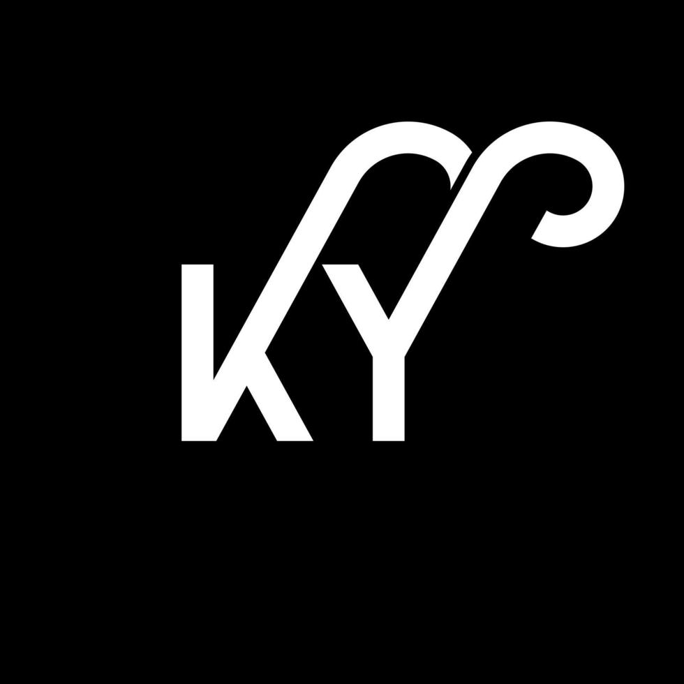 ky lettera logo design su sfondo nero. ky creative iniziali lettera logo concept. disegno della lettera ky. ky bianco lettera design su sfondo nero. ky, ky logo vettore