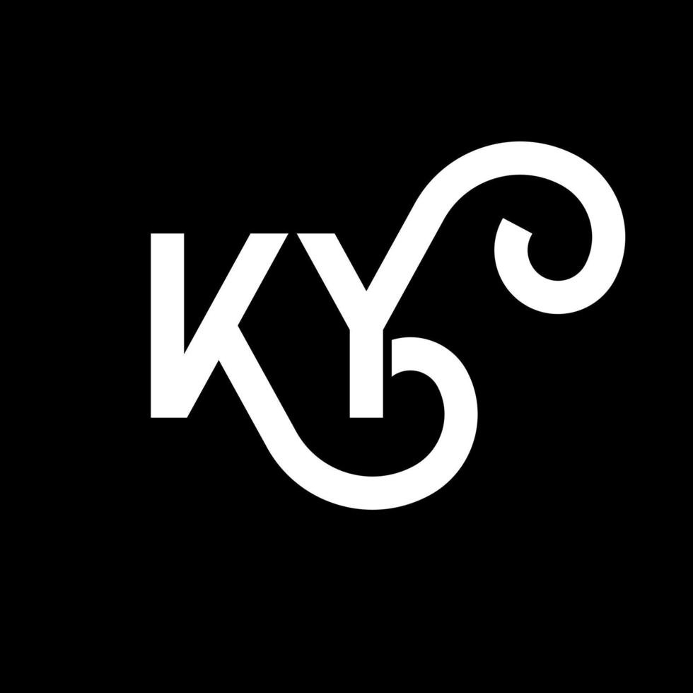 ky lettera logo design su sfondo nero. ky creative iniziali lettera logo concept. disegno della lettera ky. ky bianco lettera design su sfondo nero. ky, ky logo vettore