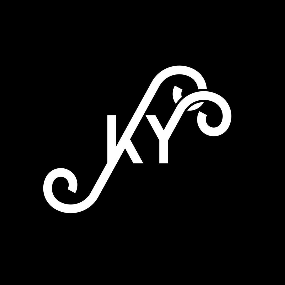 ky lettera logo design su sfondo nero. ky creative iniziali lettera logo concept. disegno della lettera ky. ky bianco lettera design su sfondo nero. ky, ky logo vettore