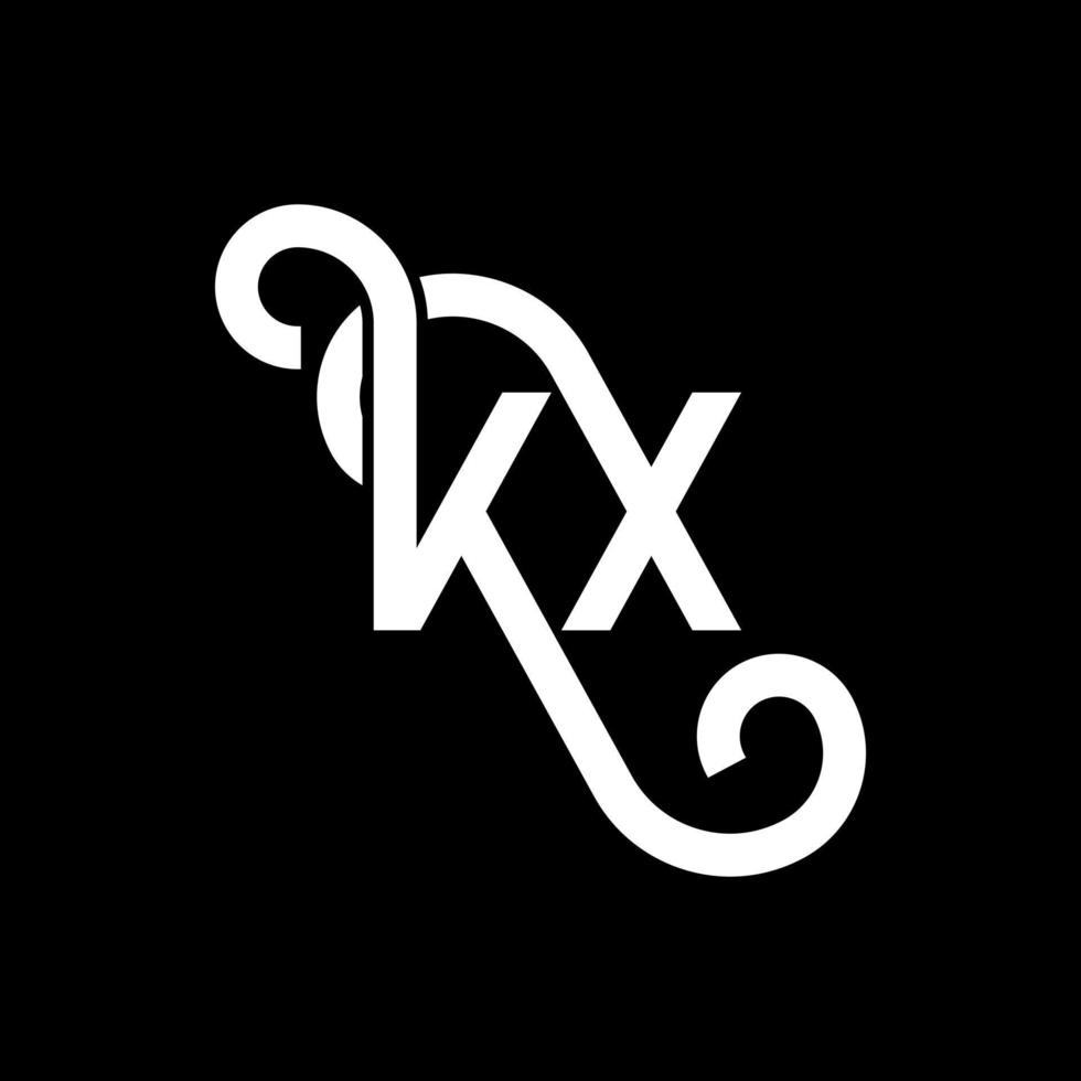 kx lettera logo design su sfondo nero. kx creative iniziali lettera logo concept. disegno della lettera kx. kx bianco lettera design su sfondo nero. kx, kx logo vettore