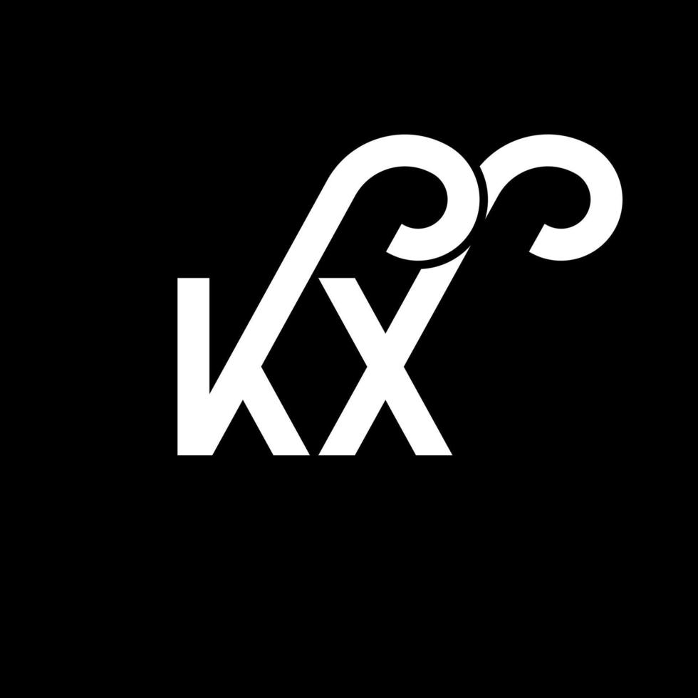 kx lettera logo design su sfondo nero. kx creative iniziali lettera logo concept. disegno della lettera kx. kx bianco lettera design su sfondo nero. kx, kx logo vettore