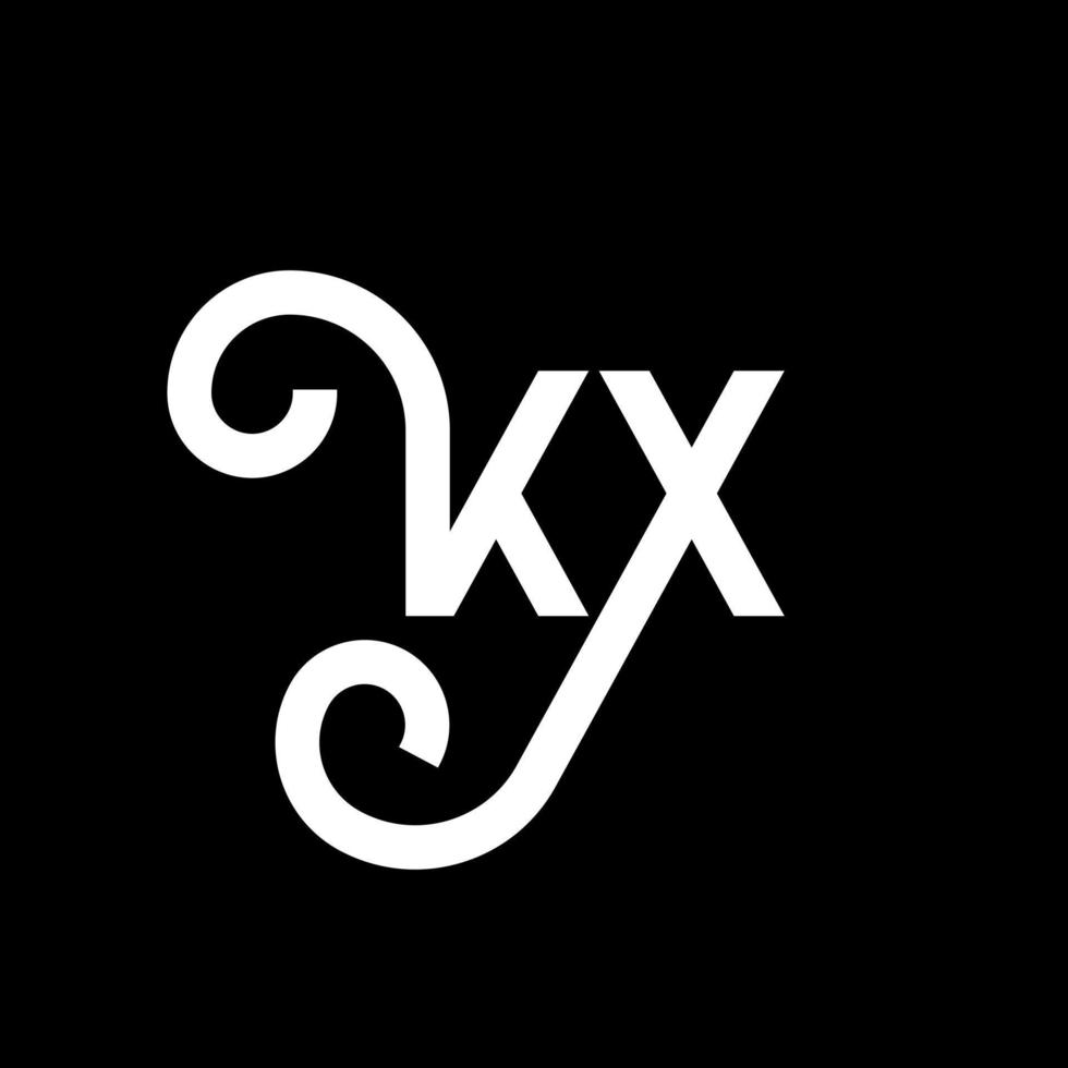 kx lettera logo design su sfondo nero. kx creative iniziali lettera logo concept. disegno della lettera kx. kx bianco lettera design su sfondo nero. kx, kx logo vettore