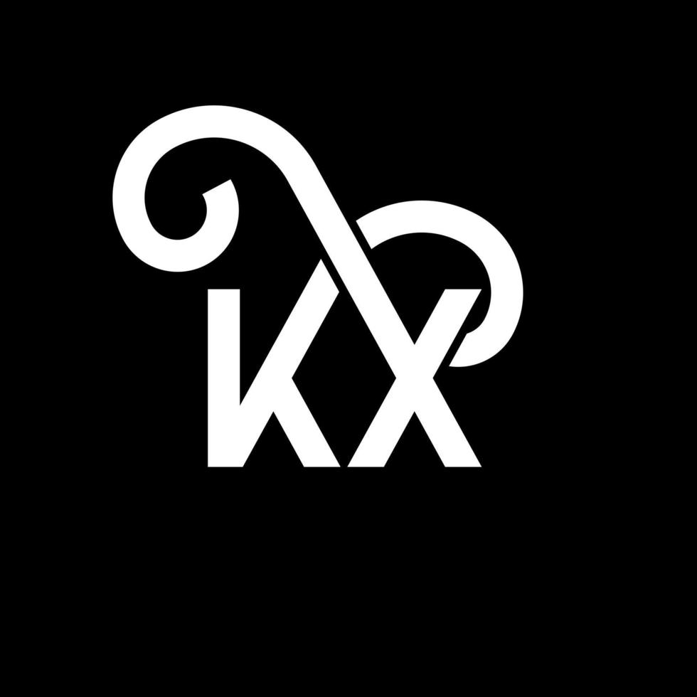 kx lettera logo design su sfondo nero. kx creative iniziali lettera logo concept. disegno della lettera kx. kx bianco lettera design su sfondo nero. kx, kx logo vettore