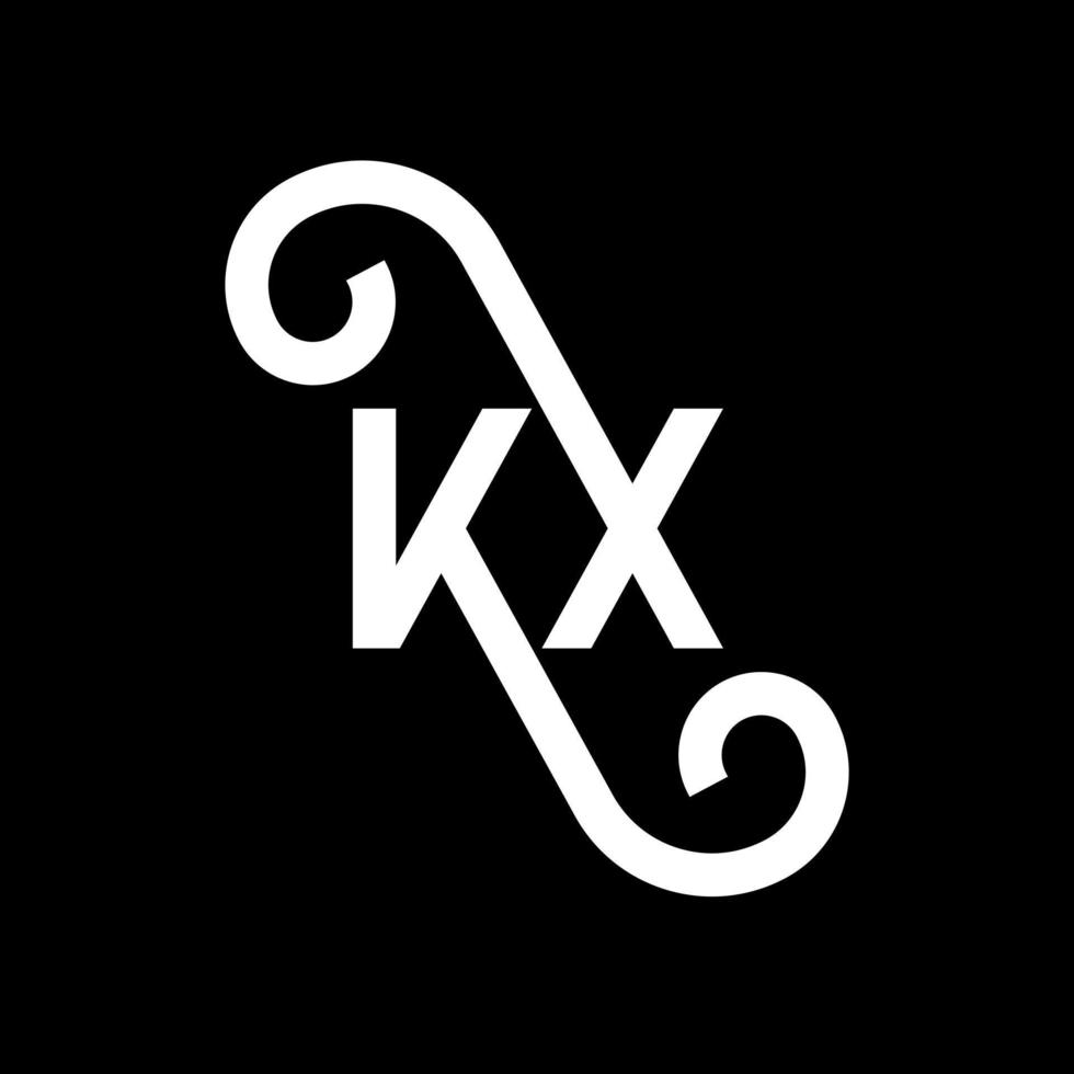 kx lettera logo design su sfondo nero. kx creative iniziali lettera logo concept. disegno della lettera kx. kx bianco lettera design su sfondo nero. kx, kx logo vettore