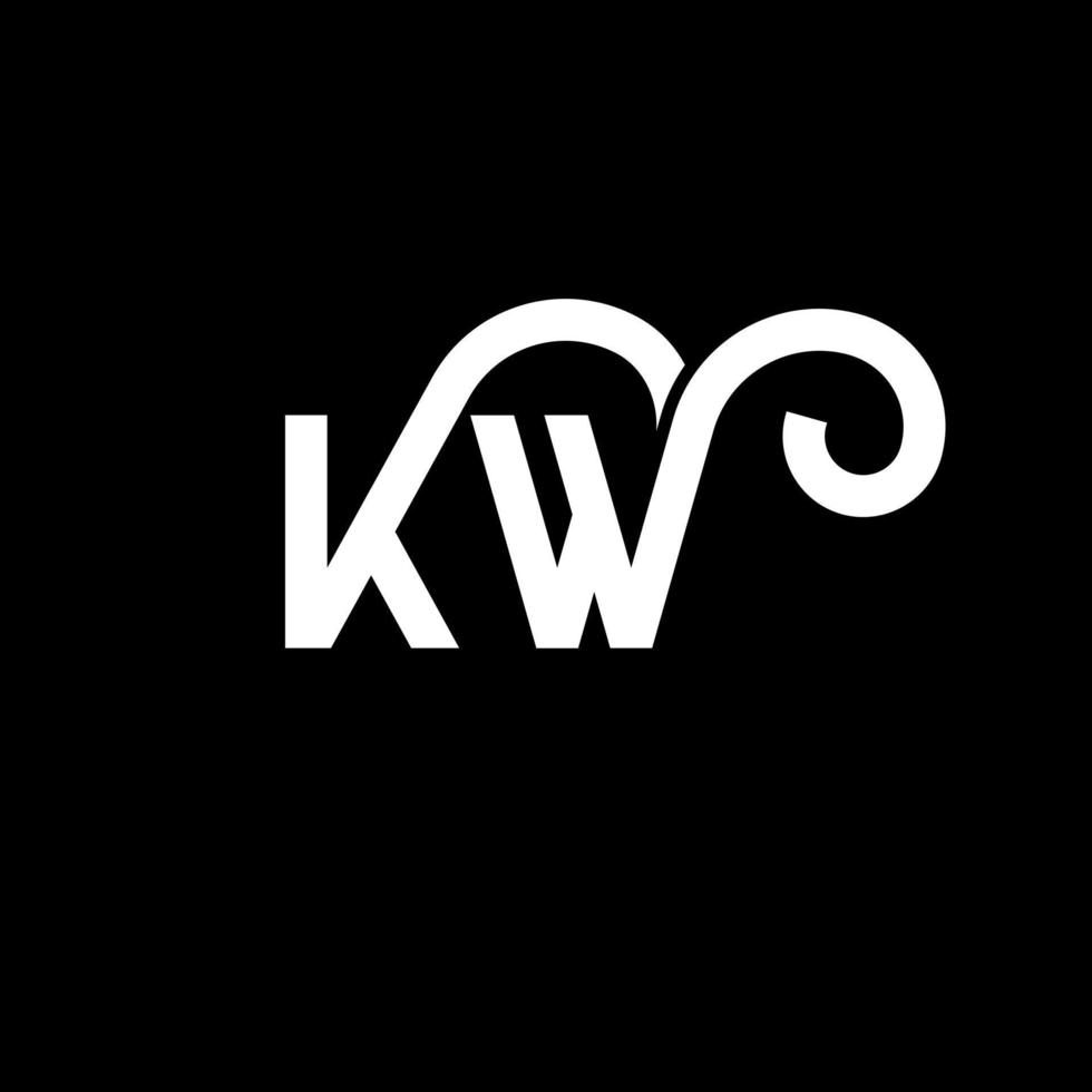 kw lettera logo design su sfondo nero. kw creative iniziali lettera logo concept. disegno della lettera kw. kw bianco lettera design su sfondo nero. kw, kw logo vettore