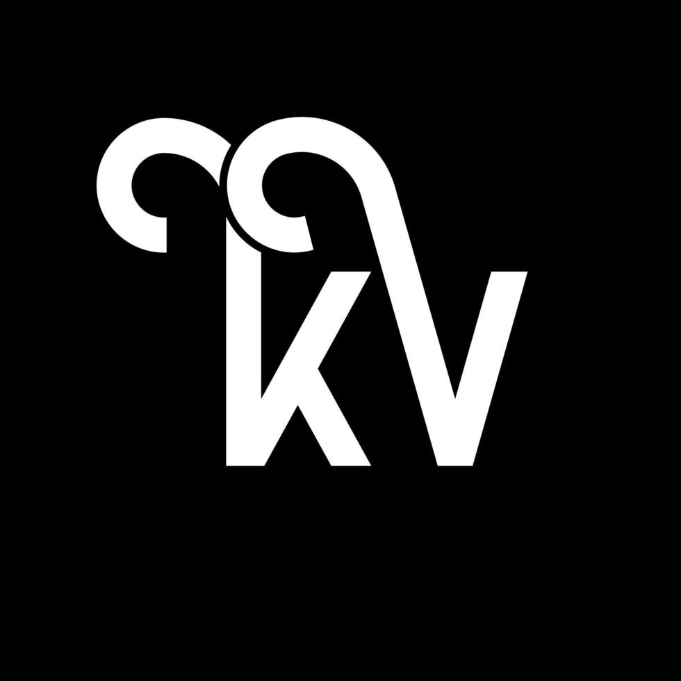 kv lettera logo design su sfondo nero. kv creative iniziali lettera logo concept. disegno della lettera kv. kv bianco lettera design su sfondo nero. kv, kv logo vettore